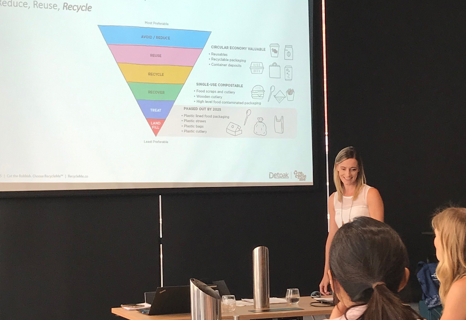 Detpak's Kristin Camery presents at an APCO workshop on the Sustainable Packaging Guidelines