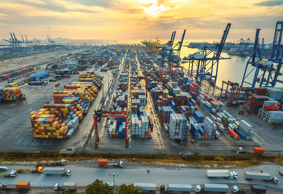 Image of a port filled with containers