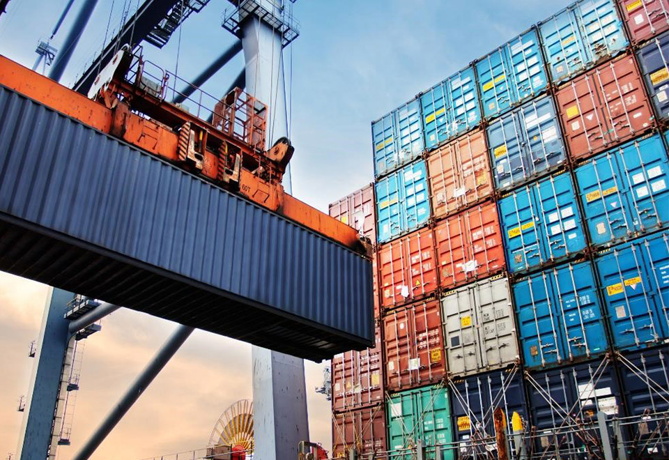 Image of a container being loaded